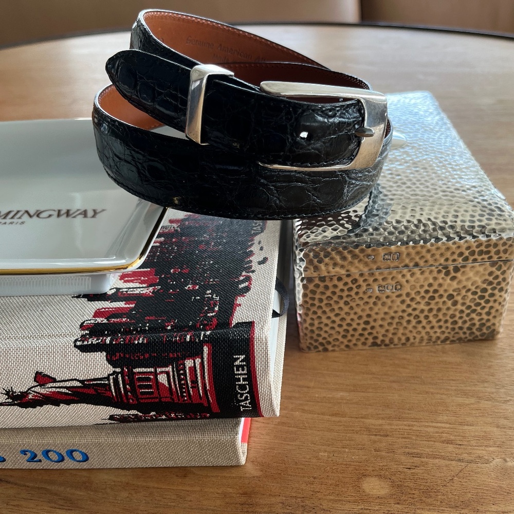 Luxury Exotic Alligator Belt by J.W. Cooper – Sterling Silver Buckle (30)